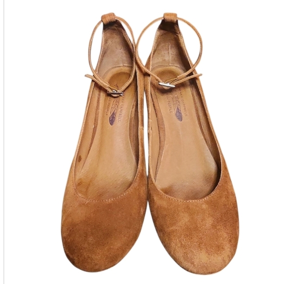 Jeffrey Campbell x Free People Delta Rust Suede Block Wood Heel Ankle Strap Boho - Picture 10 of 13